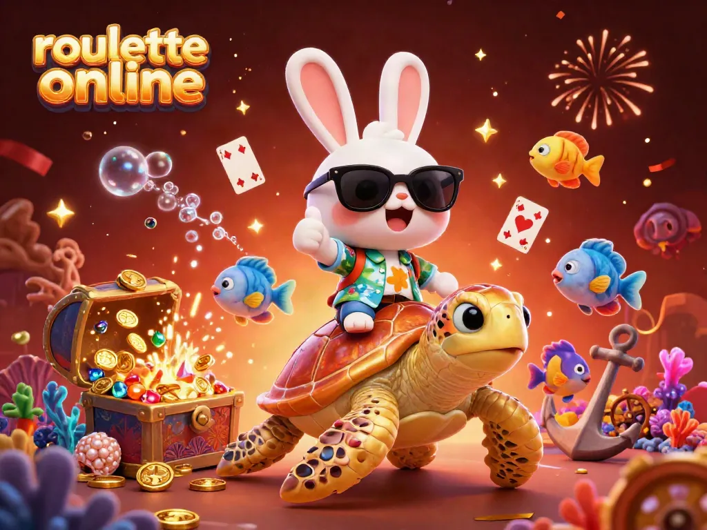 Experience the excitement of roullete online in a vibrant 3D illustration with lucky characters and dynamic elements.